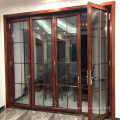 Wooden color powder coated with grills design folding partition wall